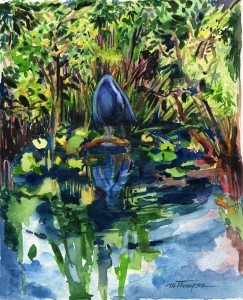 11. Blue Heron Preening - Watercolor - 12 x 9 in