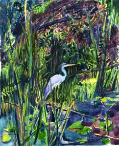13. Blue Heron in Profile - Watercolor - 12 x 9 in