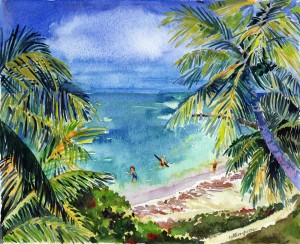 16. Miami Beach - Watercolor - 9 x 12 in