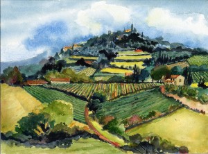 2. Brunello di Montalcino - Watercolor - 9 x 12 in