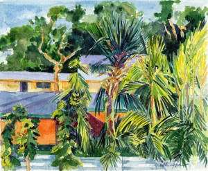 2. Gloria's Window on Capri Gardens - Watercolor - 9 x 12 in