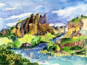 3. Haute Loire Gorges - Watercolor - 14 x 11 in