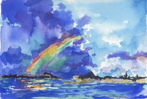 5. Bermuda Rainbow on the Bay - Watercolor - 8 x 10 in