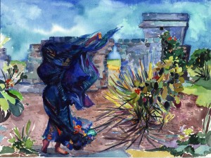 5. Mayan Sophia Calling His Spirit Home - Watercolor - 14 x 18 in