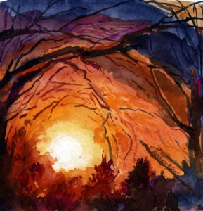 5. Monica Sunset - Watercolor - 5 x 5 inches