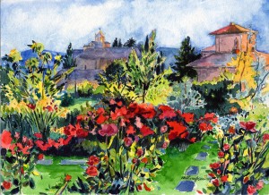 8. Vineyard Garden - Watercolor - 9 x 12 in